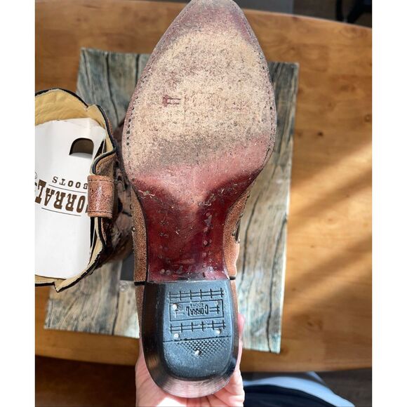 Corral Tan Western Boot Snip Toe Women's Size 8M Inlay Pattern - Picture 8 of 9